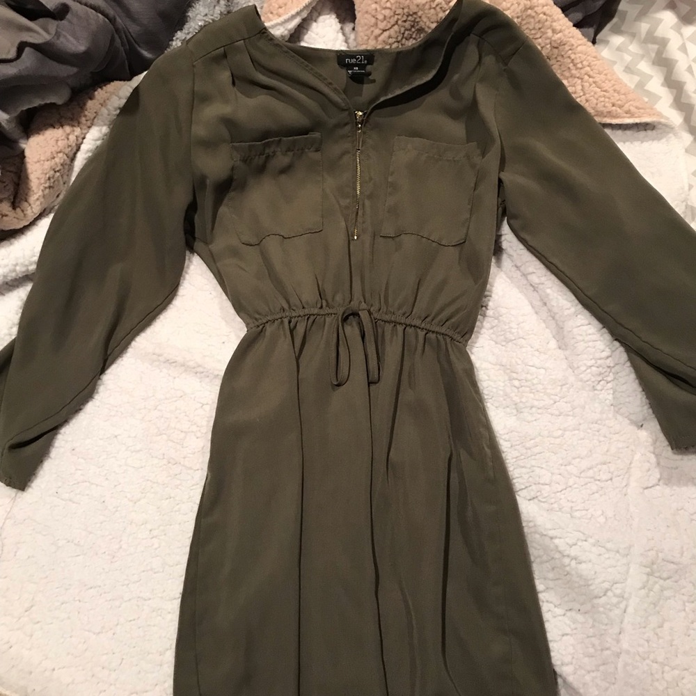 Army green casual dress